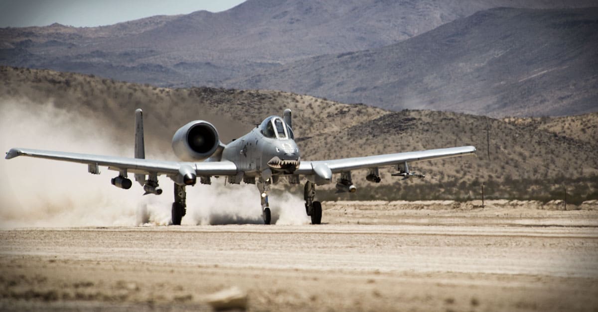 A-10_An A-10 Thunderbolt II departs from the National Training Center at Fort Irwin, Calif.
