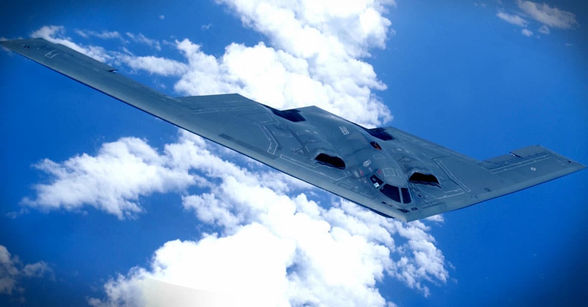 B-2_ A B-2 Spirit soars through the sky over Pacific Ocean