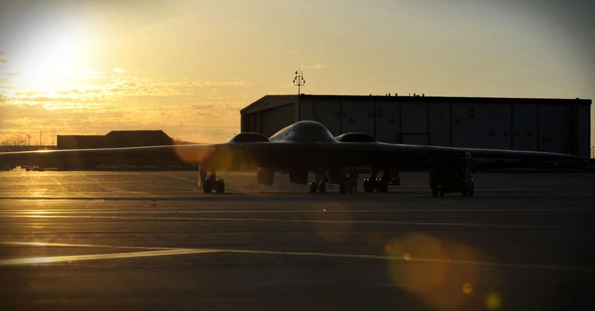 B-2_ B-2 awaits a post-flight inspection