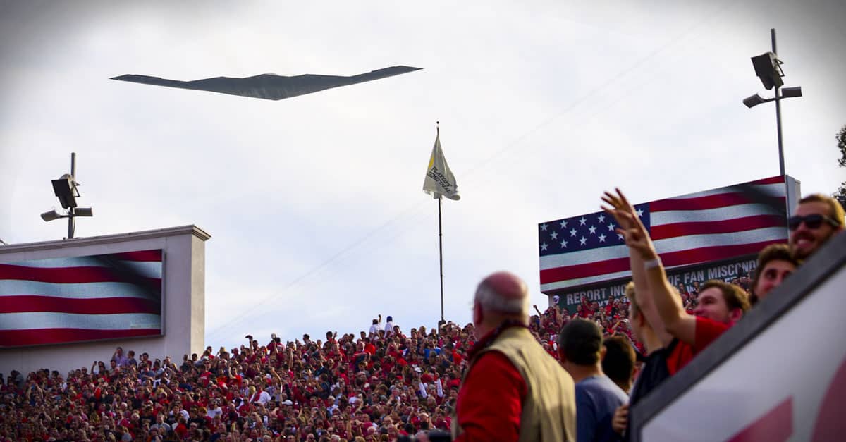 B-2_ B-2 opens the 104th Rose Bowl with a flyover in Pasadena, Calif