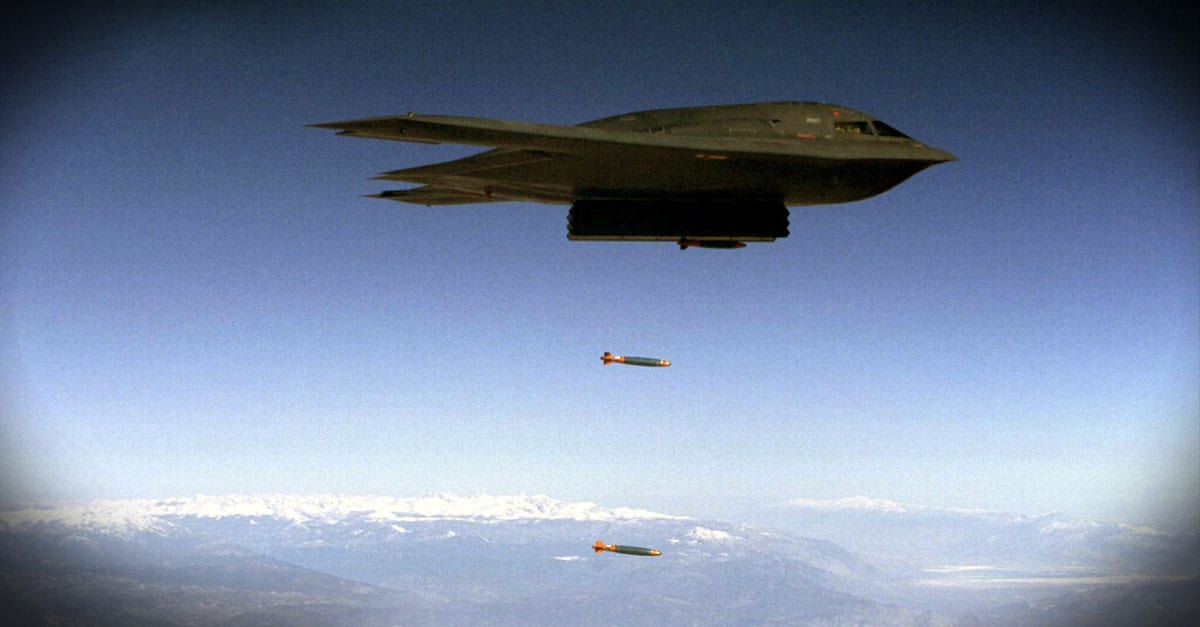 B-2_A B-2 Spirit drops Joint Direct Attack Munitions separation test