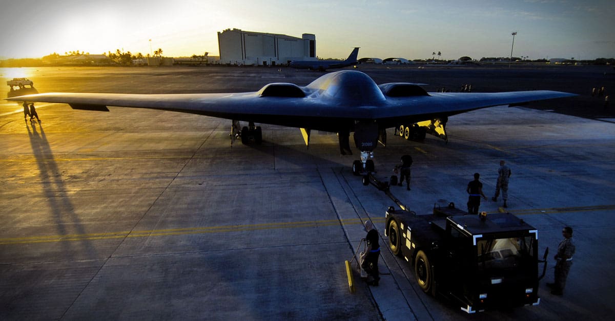 B-2_A B-2 Spirit is towed to a parking spot at Hickam Air Force Base