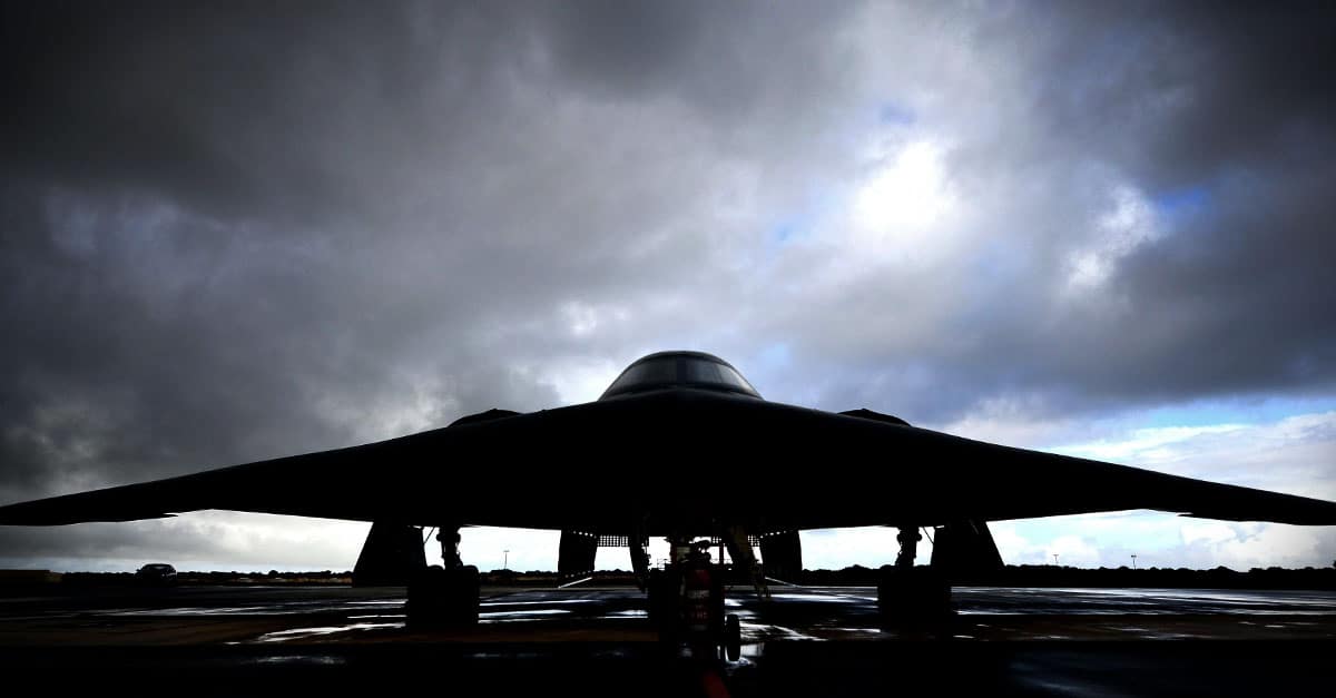 B-2_A U.S. Air Force B-2 Spirit aircraft deployed from Whiteman Air Force Base