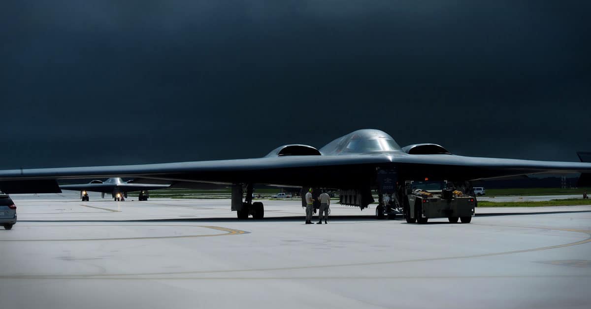 B-2_Multiple B-2 Spirits land for aircraft recovery as storm clouds gather