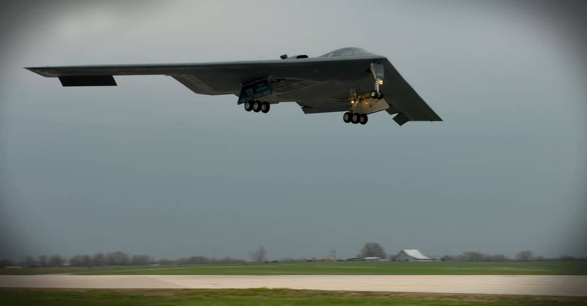 B-2_The B-2 nicknamed Spirit of Missouri flown by Maj. Matthew Calhoun and Capt. Jared Kennish for a training mission